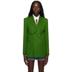 Green Double Breasted Blazer 231482F057011