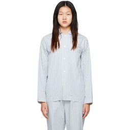 White   Blue Long Sleeve Pyjama Shirt 231482F079001