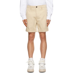 Beige Rolled Shorts 231482M193011