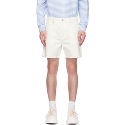White Frayed Denim Shorts 231482M193030