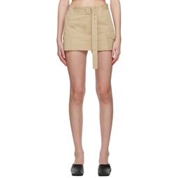 Beige Belted Miniskirt 231494F090001