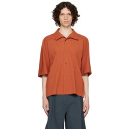 Brown Pleated Shirt 231495M192005
