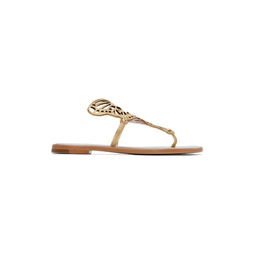 Gold Talulah Flat Sandals 231504F124002
