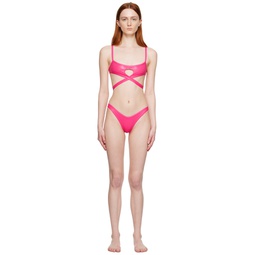 Pink Cutout Bikini 231528F105016