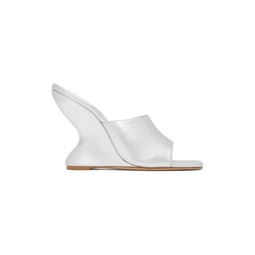 Silver Inverted Wedge Mules 231533F125010