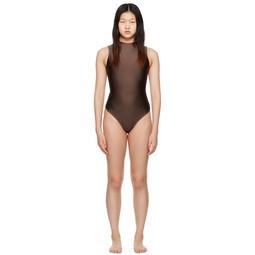 Brown Disco Sleeveless Bodysuit 231545F358001
