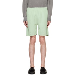 Green Snap Front Shorts 231548M193005