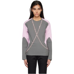 SSENSE Exclusive Gray   Pink Long Sleeve T Shirt 231549F110003