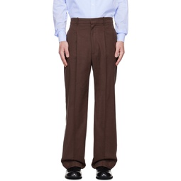Brown Pleated Trousers 231553M191019
