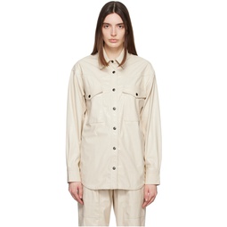 Off White Berny Faux Leather Shirt 231599F109000