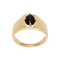 Gold Onyx Stone Signet Ring 231600M147017