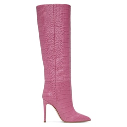 Pink Croc Stiletto Boots 231616F115017