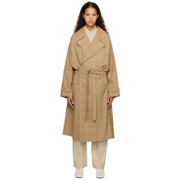 Beige Double Breasted Trench Coat 231646F059011