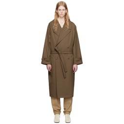 Brown Double Breasted Trench Coat 231646F059015