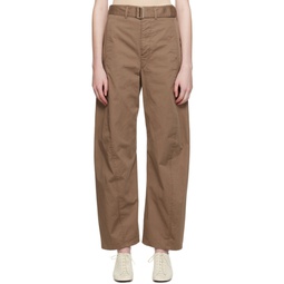Brown Light Belt Twisted Trousers 231646F087005