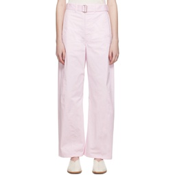Pink Light Belt Twisted Trousers 231646F087011