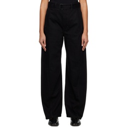 Black Twisted Belted Jeans 231646F087027