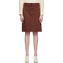 Brown Apron Pocket Midi Skirt 231646F090001