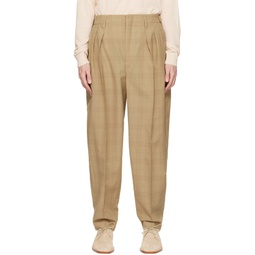 Brown Pleated Trousers 231646M191005