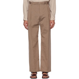 Brown Striped Belted Easy Trousers 231646M191030
