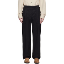Black Easy Pleated Trousers 231646M191063
