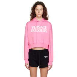 Pink Embroidered Hoodie 231653F097009