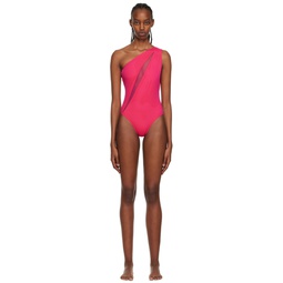 Pink Slashed One Piece Swimsuit 231653F103026