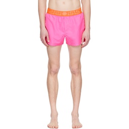Pink Greca Border Swim Shorts 231653M208011
