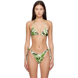 Green   White Hibiscus Bikini Top 231695F105000