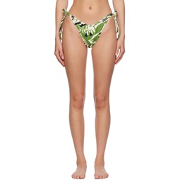 Green   White Hibiscus Bikini Bottoms 231695F105001