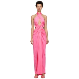 Pink Draped Maxi Dress 231720F055007