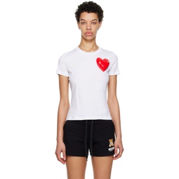 White Inflatable Heart T Shirt 231720F110043