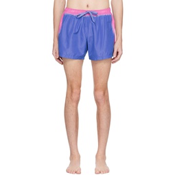 Blue Printed Swim Shorts 231720M208001