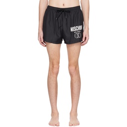 Black Printed Swim Shorts 231720M208002