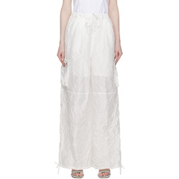 White Crinkle Trousers 231732F087001