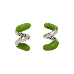 Silver   Green Fusillo Rubberized Earrings 231736F022003