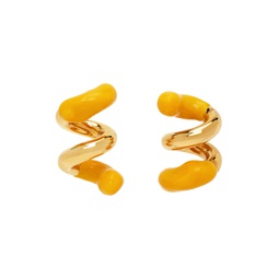 Gold   Orange Rubberized Fusillo Earrings 231736M144000