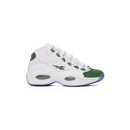 White   Green Question Mid Sneakers 231749M236007