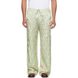 Yellow Floral Cargo Pants 231772M188001