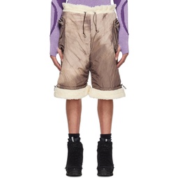 Brown Fleece Lined Shorts 231785M193000