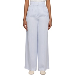 Blue Pleated Trousers 231790F087008