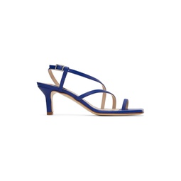 Blue Twist Strap Heeled Sandals 231790F122006