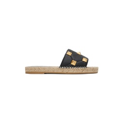 Black Roman Stud Flat Sandals 231807F119002