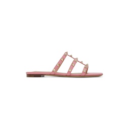 Pink Rockstud Flat Sandals 231807F124049