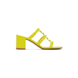 Yellow Rockstud Heeled Sandals 231807F125189