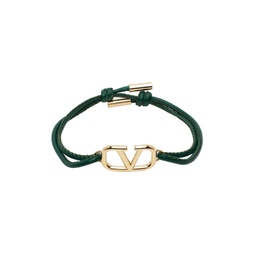 Green Leather VLogo Bracelet 231807M142040