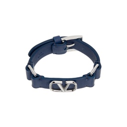 Blue Leather VLogo Bracelet 231807M142042
