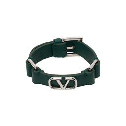Green Leather VLogo Bracelet 231807M142044