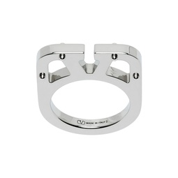 Silver VLogo Type Ring 231807M147008