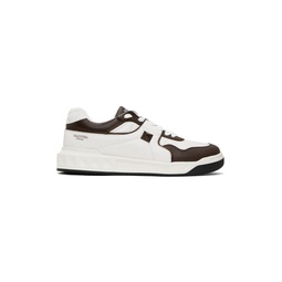 Brown   White One Stud Sneakers 231807M237122